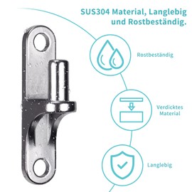 304 Stainless Steel Gate Hinges, Heavy Duty 2 Pack Wall Gate Fittings for Farm Gates and Wooden Fences, Weldless Design