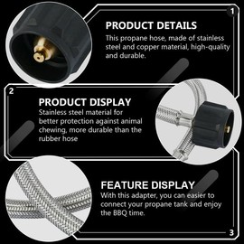 12 in Propane Hose - Propane Pigtail Hose Without Gauge - QCC1/TYPE 1 Rubber Camper Tank Hose - Propane Pigtail for RV - LP Gas Pigtail - RV Supplies - 2 Pack