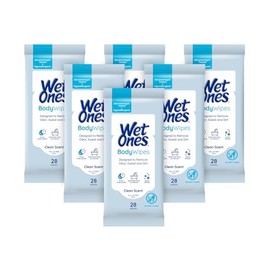Wet Ones Toallitas corporales, aroma limpio, 28 unidades (paquete de 6)