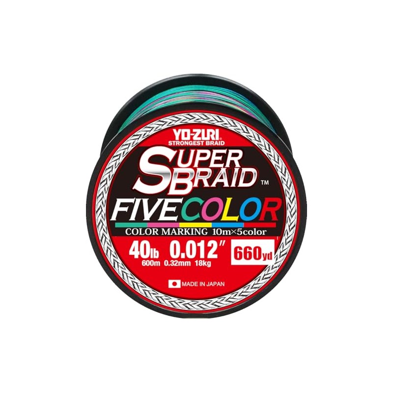 Yo-Zuri Superbraid 660 yd Floating Braid, 5-Color, 40 lb
