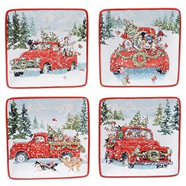 Certified International Special Delivery 6" Canape/Luncheon Plates, Set of 4, Multicolored