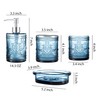 4PCs Teal Blue Glass Bathroom Accessories Set with Decorative Pressed