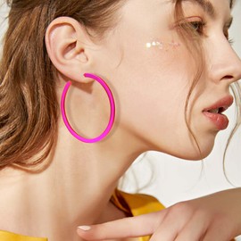 Neno Earrings for Women 80s Earrings C Shaped Earrings Acrylic Earrings Exaggerated Hoop Earrings Colorful Hoop Earrings 80s Party Costume Accessory