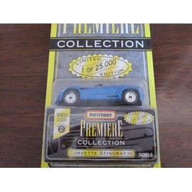 1995 - Tyco - Matchbox Premiere Collection - World Class Series 2 - Covette Stingray III - Metallic Blue Convertible - #34361-5 / 1:64 Scale Die Cast - 1 of 25,000 - New - Out of Production - Limited Edition - Collectible