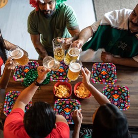 50Pcs Mexican Paper Plates 9" Disposable Square Mexican Plates Colorful Mandala Style Fiesta Party Plates for Mexican Party Cinco De Mayo Dance Pinata Taco Birthday Decorations