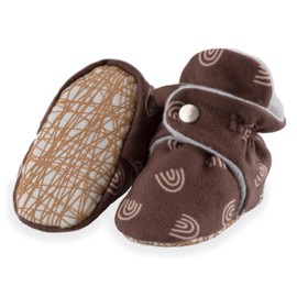 bubbabuddy Unisex Cozy Fleece Baby Booties Cotton | Soft Sole and Non Slip | Stay On Slipper Socks With Gripper Soles for Newborn, Infant, Toddler, Brownrainbow, 12-18 Months Toddler