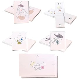 Pack of 100 Earring Necklace Display Cards, Coated Paper Earring Necklace Display Card Holder, Earring Display Cards, Necklace Display Cards for Jewellery Display