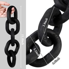 Queekay Decorative Wood Chain Link Decor Rustic Wooden 5 Link Wooden Chain Decor Ornament Farmhouse Home Decoration Hand Carved Wood Crafts Ornaments for Coffee Table(Black)