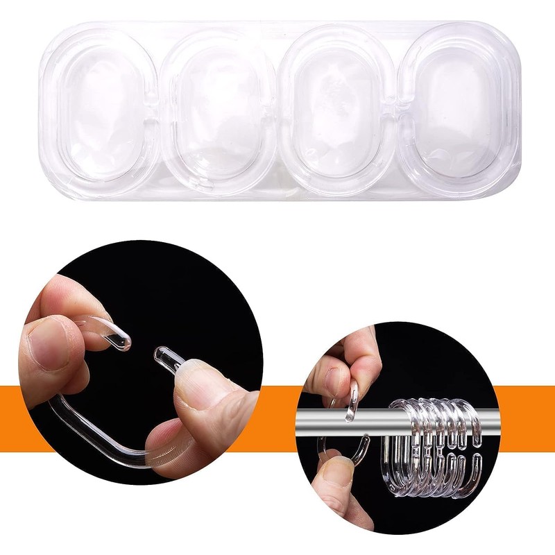 Plastic Shower Curtain Rings Hooks for Bathroom Shower Window Rod
