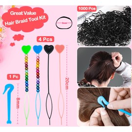 1860Pcs Pony Beads for Hair Braid, 24 Colors 8MM Bright Colorful Acrylic Pony Beads Large Hole with Elastic Rubber Band Threaders Kit for Hair Braids Bracelets Necklace Earrings Jewelry Making (8MM)