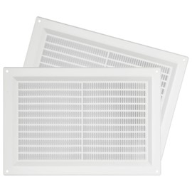 2-Pack 10'' x 7'' Inch / 250 x 170 mm Plastic White - Vent Cover - Square Duct Cover - Air Vent Louver - Protective Screen Mesh - HVAC Ventilation