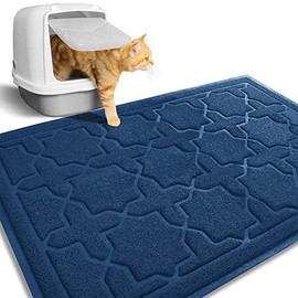 Yimobra Cat Litter Mat, Large Cat Litter Mat Litter Trapping Mat for Cat Litter Box, Easy To Clean, Non-Slip, Water Resistant, Soft Pet Litter Floor Mats, No Phthalate, 35.4 x 23.6 Inches, Dark Blue