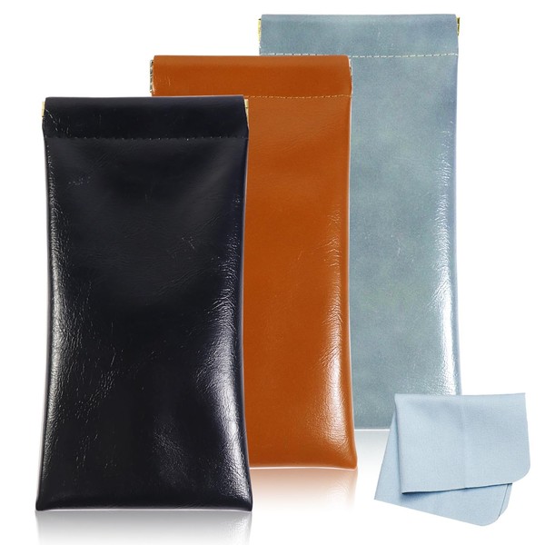 Qufiiry 3 Pack Soft Glasses Case, Sunglass Case, Portable Sunglasses