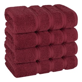 American Soft Linen Luxury Hand Towels for Bathroom, 600 GSM 100% Cotton Turkish 4 Piece Hand Towel Set, 600 GSM Hand Face Towels for Kitchen, Bordeaux Red Hand Towels