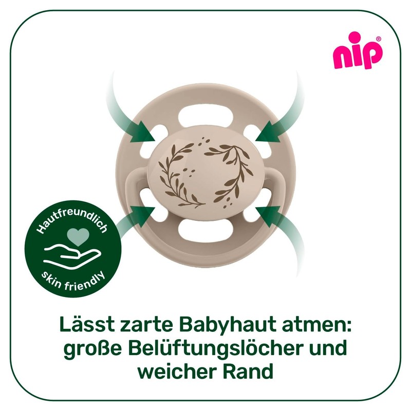 nip Cherry Green Eco Dummy Size 1 from Birth, Pack