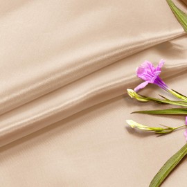 P Pothuiny 60 Inch Wide Beige Satin Fabric by The Yard, Silky Charmeuse Satin Fabric for Bridal Wedding Dress Decor DIY Apparel Crafts, 1 Yard
