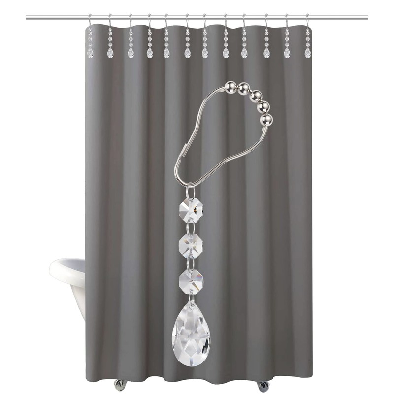 Yapicoco Shower Curtain Hooks Rings for Bathroom, 12PCS Gemstone Crystal