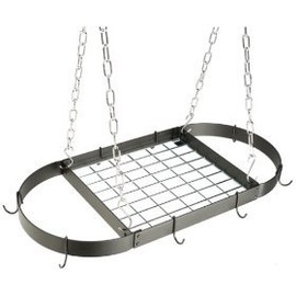 Rogar Oval Pot Rack with Chrome-Plated Accessories, Black