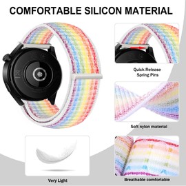 VELULYX Elastic Nylon Bracelet Compatible with Garmin Venu Sq/Sq Music/Venu Sq 2/Sq 2 Music, 20 mm Elastic Bracelet for Garmin Venu 2 Plus/Vivoactive 5/3/3 Music/Venu/Forerunner 55 245 645