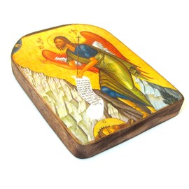 Handmade Wooden Greek Christian Orthodox Wood Icon of Saint John the Baptist / MP2