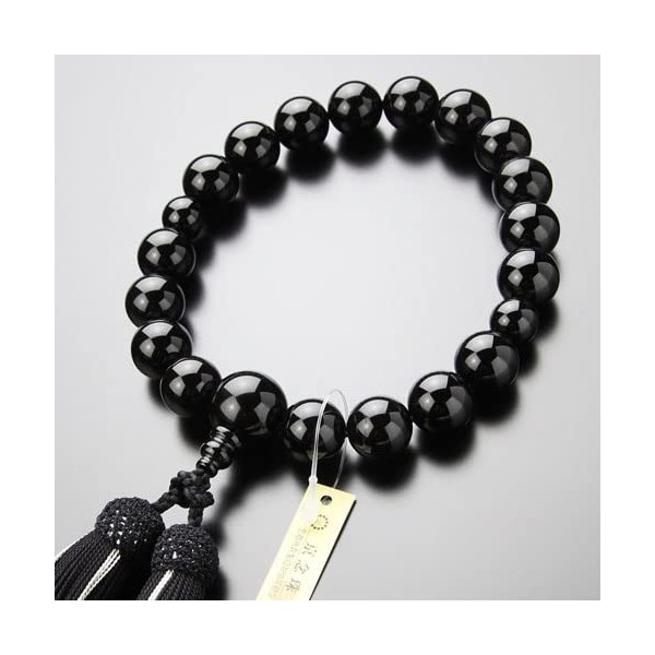 Dotcom Mala Mala for Men, 18 Balls, High Quality Onyx, Pure Silk, 2 Colors (4 Momme), Made by Isuke Nakano (Kyoto / Kyoto/ Kyoto Senjus/ Konyx/ Black Onyx/ Black Agate / Amulet / Amulet / Amulet / Favor / 101180014]