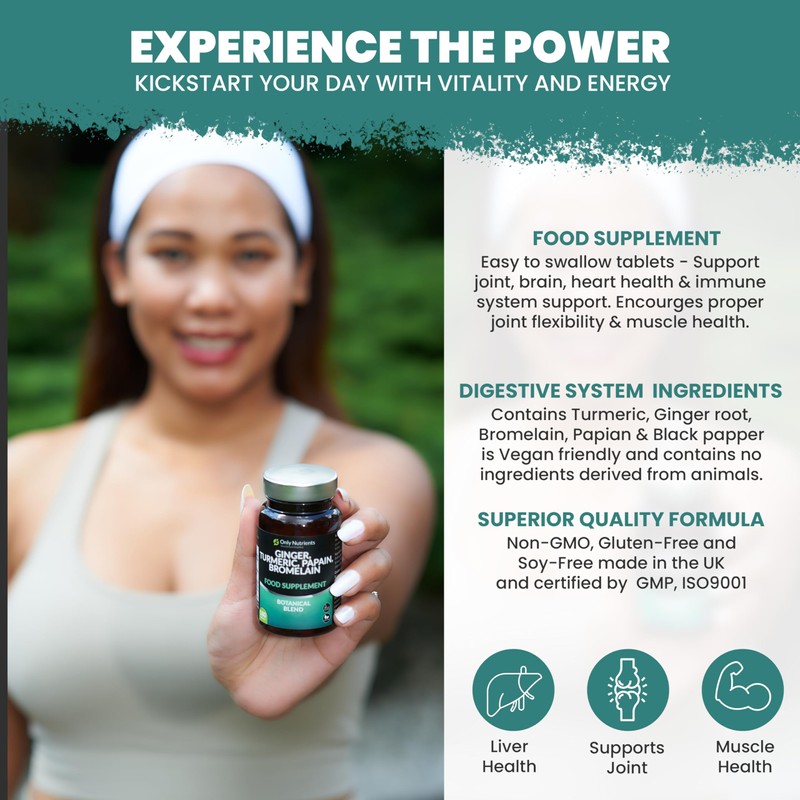 Only Nutrients | Ginger Turmeric Bromelain & Papain with Black