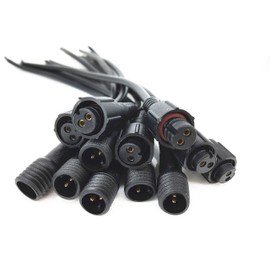 HUALAND 6 Pairs Pack Black Pigtail Plastics Waterproof 2 cores Waterproof Connection Cable with Plug and Socket Connector Adapter 2 pins 2 pin Plug LED Light Bars led connctor Waterproof Connector
