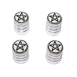 Graphics and More Pentagram - Wiccan Wicca Circle Star - Tire Rim Valve Stem Caps - Aluminum