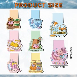 Funny Reading Magnetic Bookmark Gift - Wxiben 8 Pcs Cute Animal Bookmarks Magnets Ducks Capybara Magnet Book Marks Page Marker Clip Gifts for Women Men Students Teacher Book Lovers Reading
