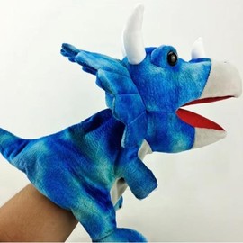 Dinosaur Hand Puppets 11.8 Inch Plush Stuffed Animals with Open Movable Mouth, Interactive Toy Storytelling Gift for Girls and Boys:_Triceratops