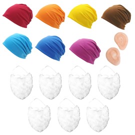 MFUOE 15 Pieces Gnome Costume Sets Dwarf Hats White Fake Beard Fake Ears Multicolor Seven Dwarf Fancy Dress Costumes for Christmas Party Accessories