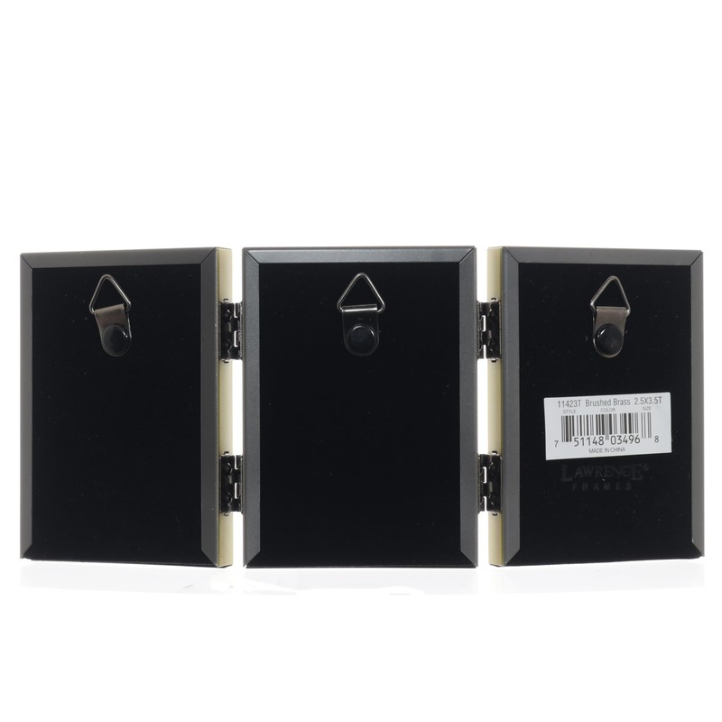 Lawrence Frames Antique Gold Brass Hinged Triple 2x3 Picture Frame,