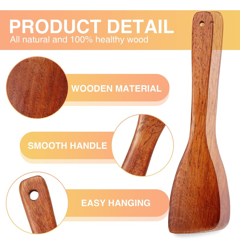 Thoquene Set of 4 Wooden Spatulas for Kitchen Restaurant