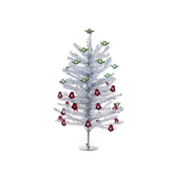 Kurt S. Adler Silver Tinsel Miniature 18 Inch Christmas Tree with 140 Tips and Base New Mini