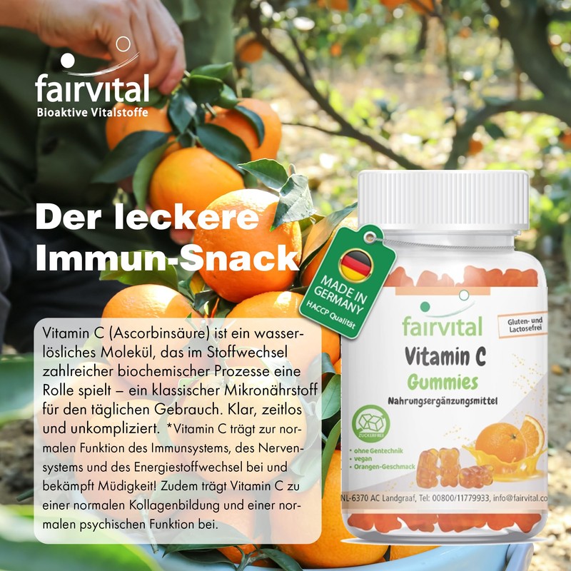 fairvital Vitamin C Gummies, Pack of 90, 500 mg per