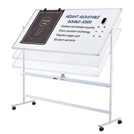 Large Dry-Erase Rolling Magnetic Whiteboard - 48 x 32 Inches White Board Height Adjust Double Sides Mobile Portable Easel on Wheels, Dry Erase Board with Stand for Office, Home & Classroom
