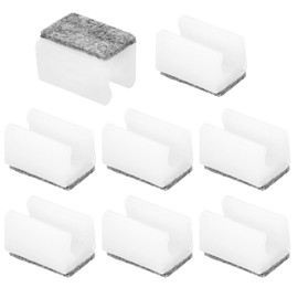 PATIKIL 8 Pcs Rectangle Chair Leg Covers with Felt Pads 10mm Smooth Slides No Scratches and Noises Furniture Feet Hardwood Protector Floor Slide Tube Caps for Office White Gray