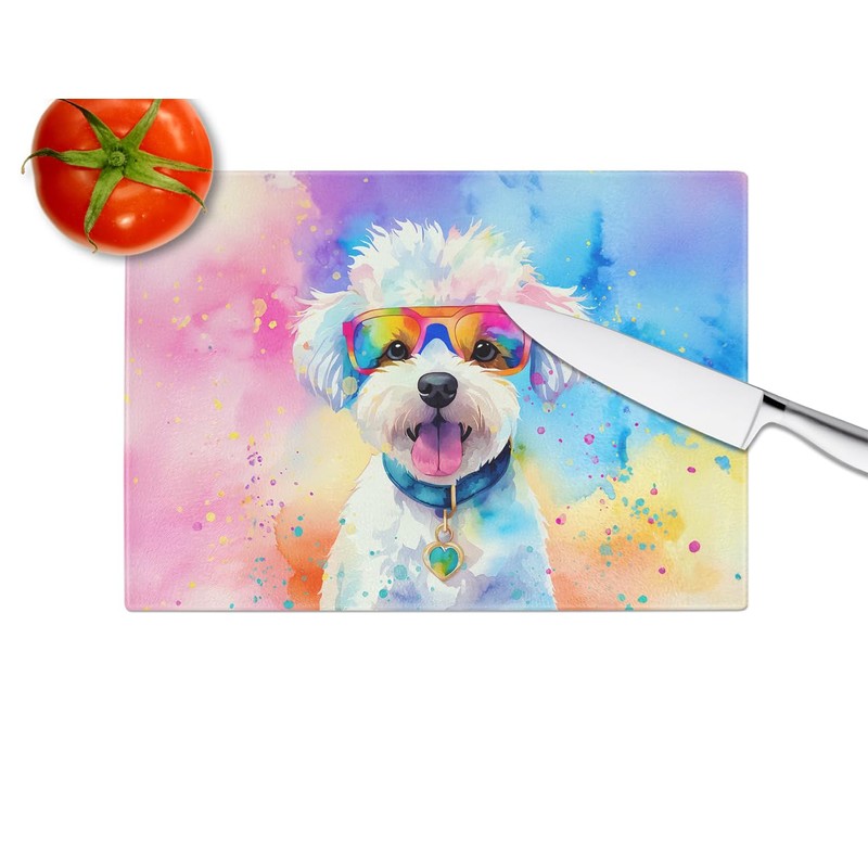 Caroline's Treasures DAC2462LCB Bichon Frise Hippie Dawg Glass Cutting Board