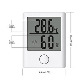 BALDR Digital Mini Hygrometer & Indoor Thermometer - Monitor Room Temperature & Humidity with a Hydrometer, Humidity Sensor, & Indoor Thermometer for Home, Office, Greenhouse, & More (White, 2 Packs)