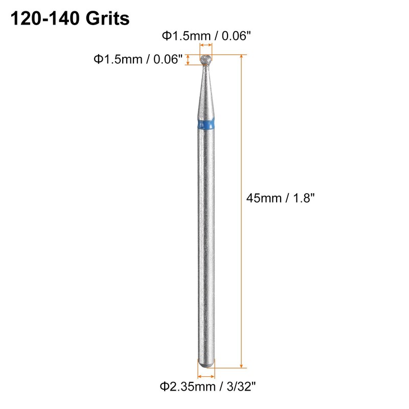 sourcing map 6pcs 120-140 Grits Diamond Grinding Bit 1.5mm Ball