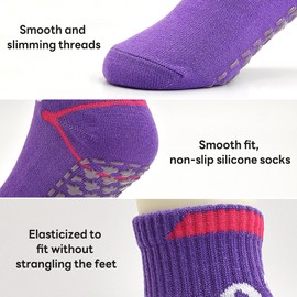 Tphon Non Slip Kids Trampoline Socks,6 Pairs Boys Anti-Skid Sticky Grips Socks House Indoor Socks for Children 8-12 Years
