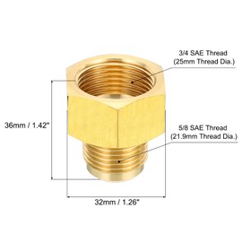 PATIKIL 5/8 SAE Male x 3/4 SAE Female Brass Flare Tube Fitting, 2 Pack Pipe Fitting Reducer Gas Adapter Hex Coupling with PTFE Tape for HVAC Fuel Oil Air Natural Gas Line Connection