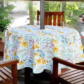 EHouseHome Outdoor and Indoor 60inch Round Tablecloth with Umbrella Hole and Zipper, Waterproof Zippered Patio Table Cloths, Spring/Summer Table Covers for Backyard Circular Table/BBQs/Picnic