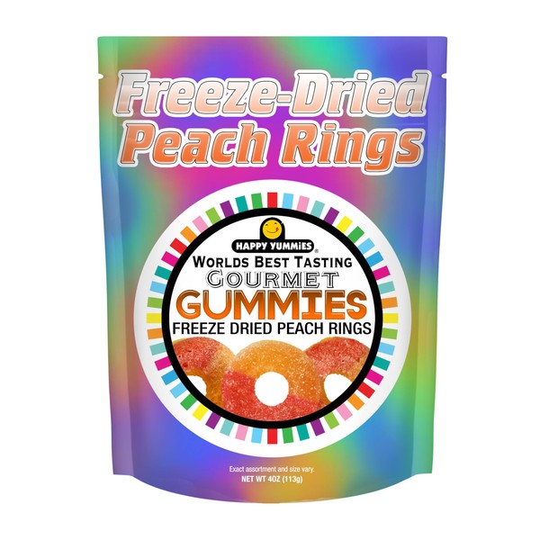 Happy Yummmies Freeze Dried Candy, Freeze Dried Peach Rings, Gummy