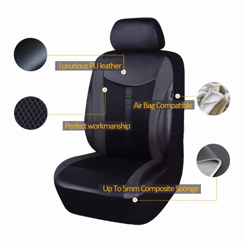 Flying Banner Car Seat Covers 2 Front Seats Leather Splicing