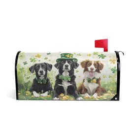 Patrick Day Dog Shamrock Clover05 Magnetic Mailbox Cover MailWraps Garden Yard Home Decor for Outside Standard Size-18"x 20.8"