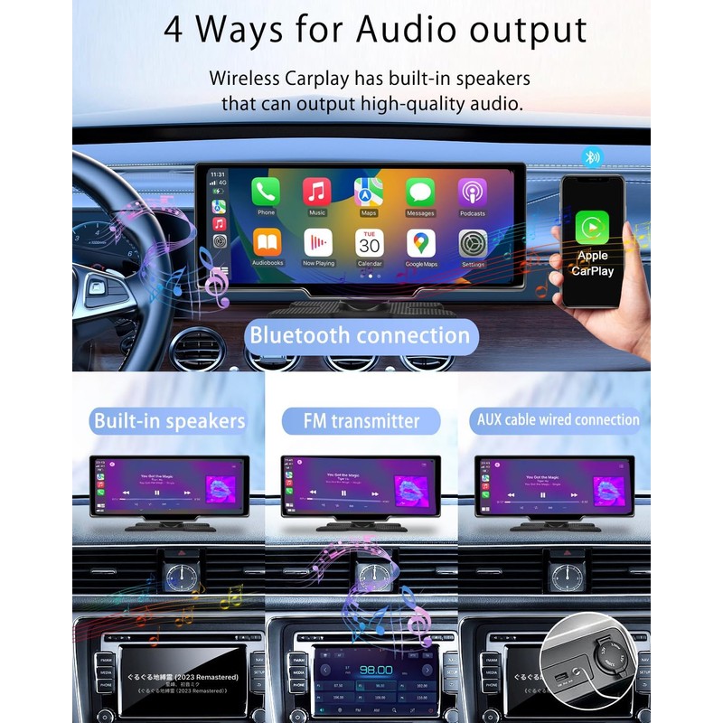 CHOVE Wireless Apple Carplay Screen for Car, 10.26" Apple Car