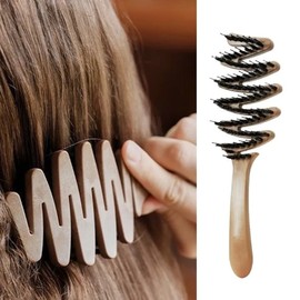 Geran Zigzag Natural Pig Hair Brush Comb / 제르안 지그재그 천연 돈모 브러시 빗