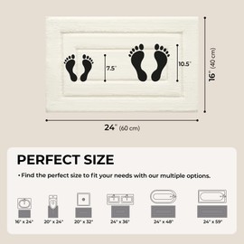 GRANNY SAYS Bathroom Rugs Non Slip, 16" x 24", Bath Rugs for Bathroom Washable, Bath Mats for Floor, Microfiber Bath Mat for Tub, Absorbent Bath Rugs for Shower Room, Ivory