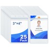 Vertical ID Badge Holder 3x4 Inch 25 Pack, Clear Waterproof